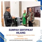 kegiatan sumpah sertipikat hilang Sertipikat Hak Milik (SHM) No. 1289 dan 1290/Curahgrinting
